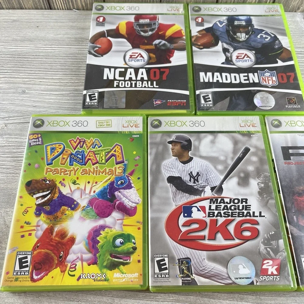 Lot of 5 Microsoft Xbox 360 Video Games Madden 07, NCAA 07 Football,PGR 3 Tested